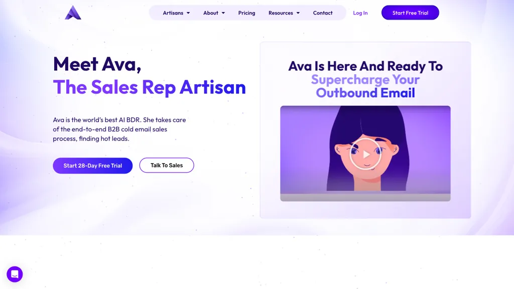 Ava by Artisan website