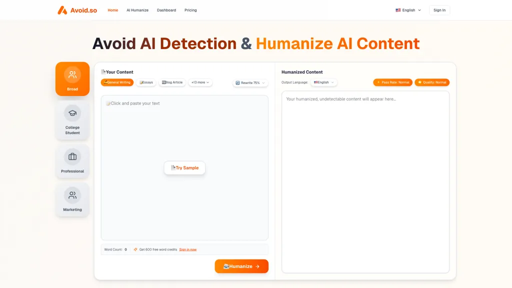 Avoid.so AI tool screenshot