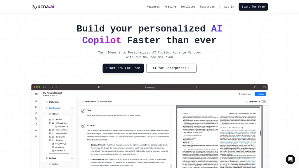 Azna AI website