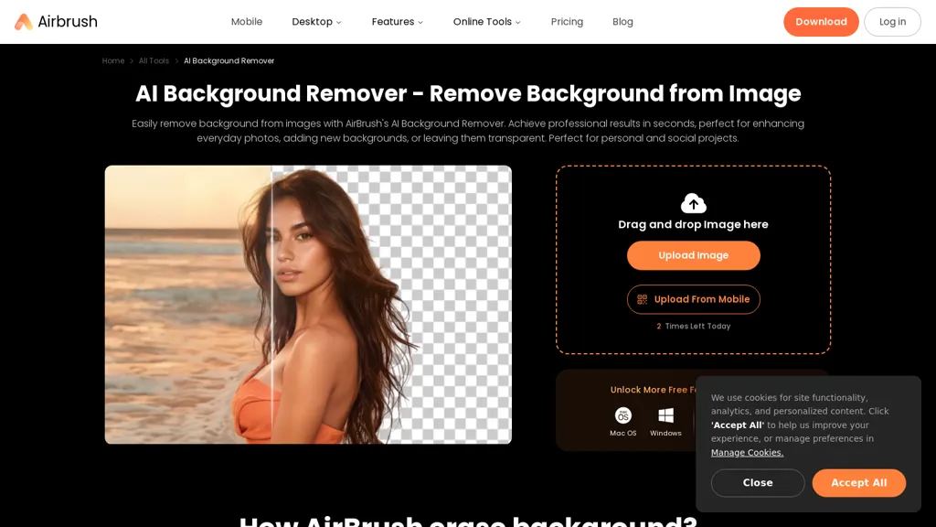 Background Remover - airbrush AI tool screenshot