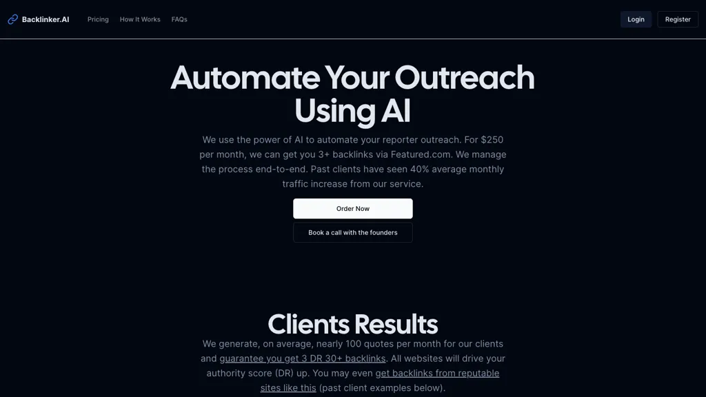 Backlinker AI website