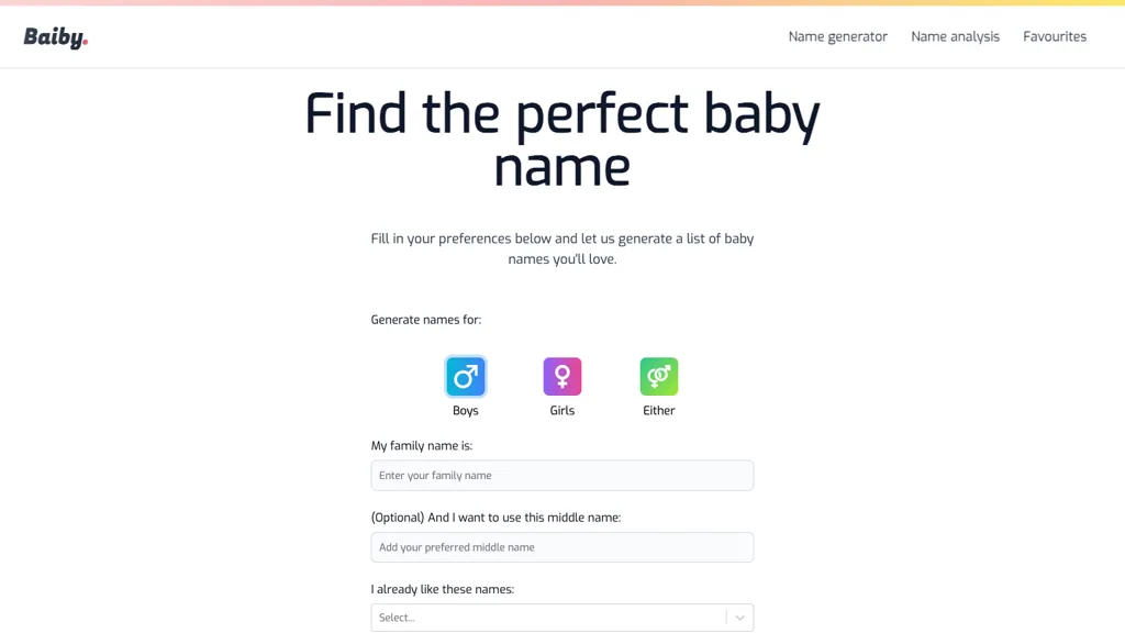 Baiby - Baby Name Generator website
