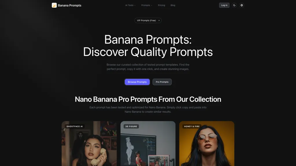Banana Prompts AI AI tool screenshot