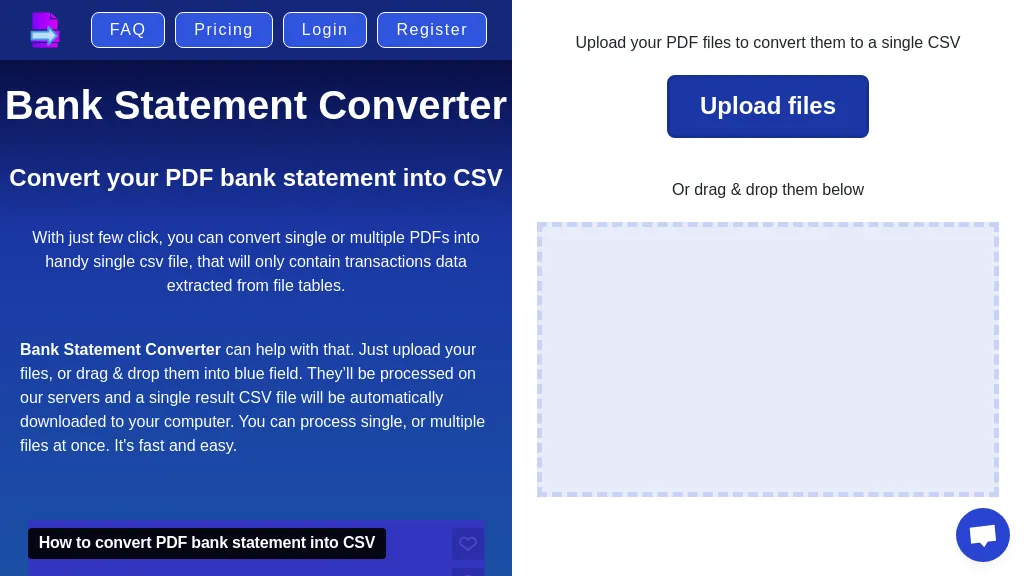 Bank Statement Converter website