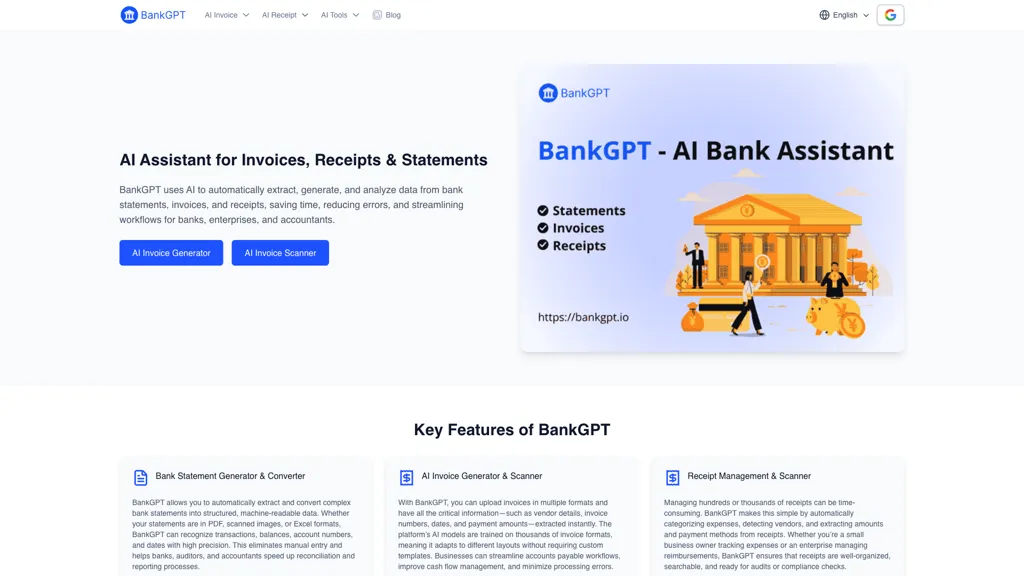 BankGPT AI tool screenshot