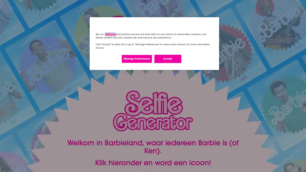 Barbie Selfie Generator website