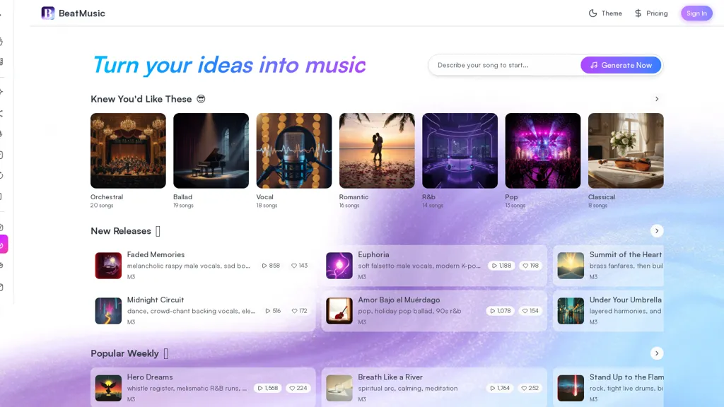BeatMusic AI tool screenshot