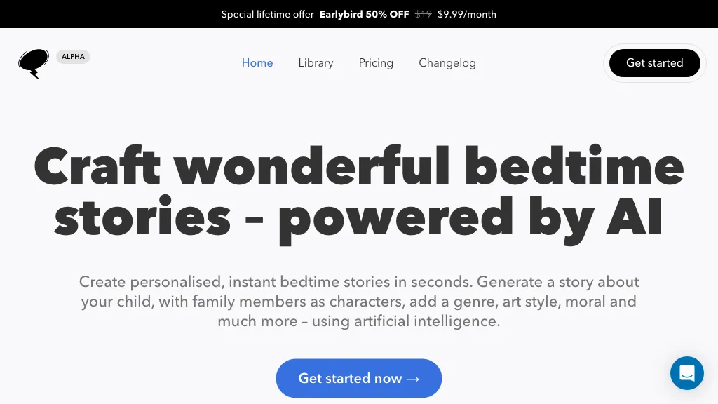 BedtimeStory.ai website