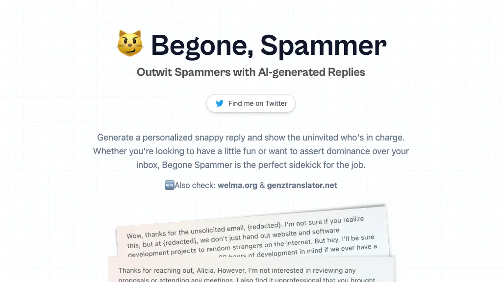 Begone Spammer website