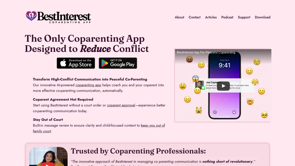 BestInterest for Coparents website