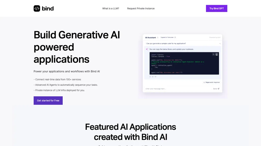 Bind AI website