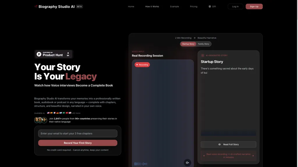 Biography Studio AI AI tool screenshot
