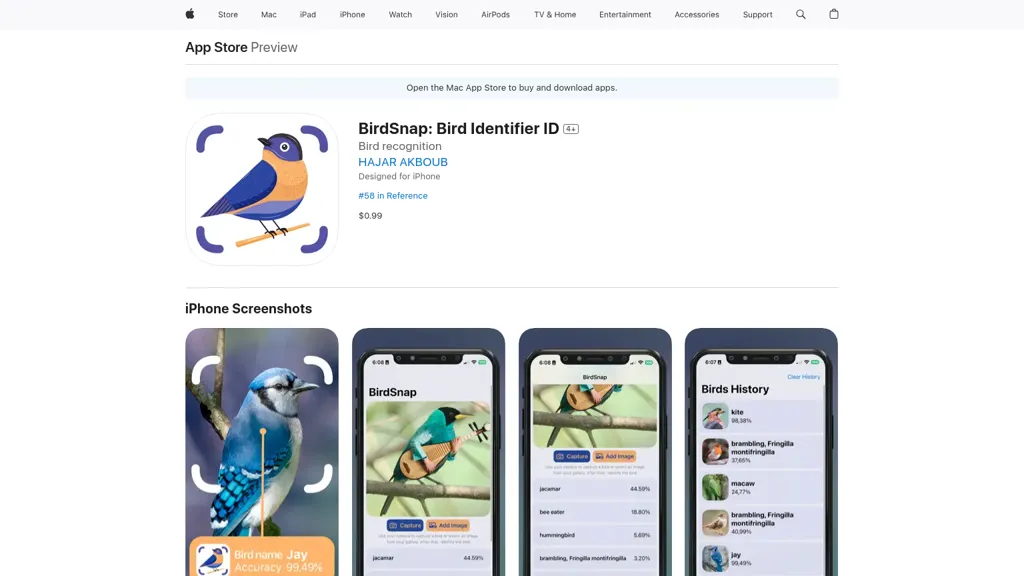 BirdSnap AI tool screenshot
