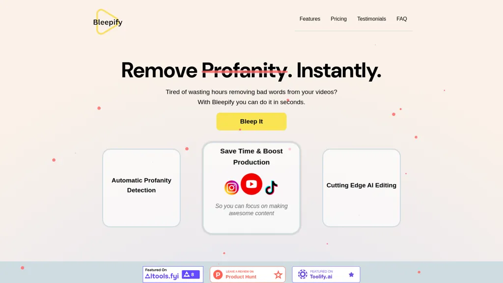 Bleepify AI tool screenshot