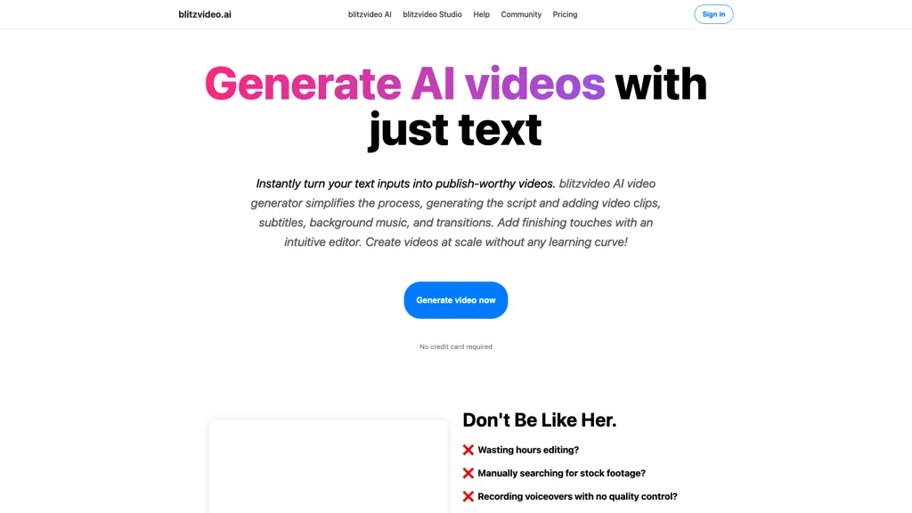 BlitzVideo.AI AI tool screenshot