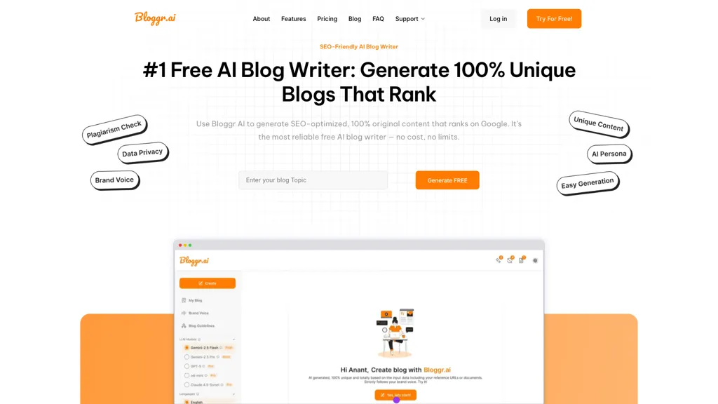 Bloggr AI AI tool screenshot