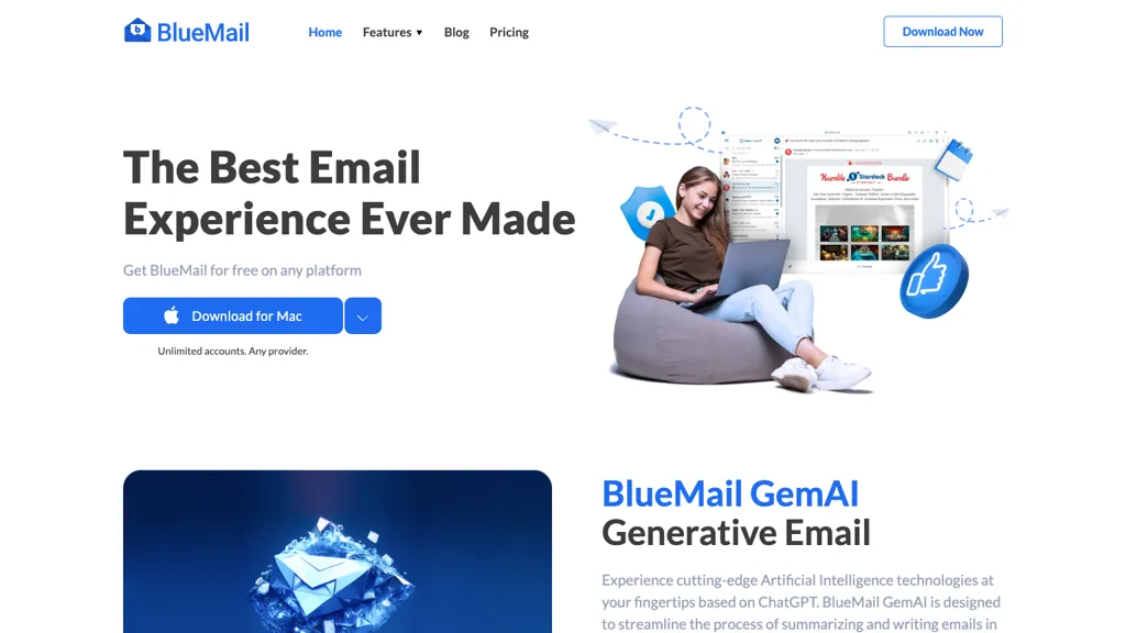 BlueMail AI tool screenshot