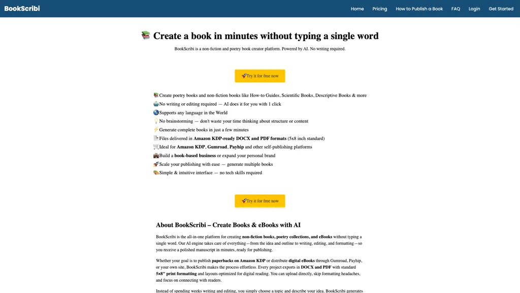 BookScribi AI tool screenshot