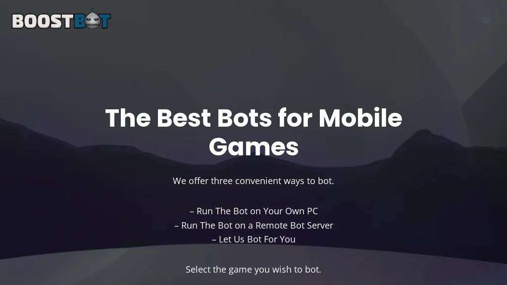 BoostBot Mobile Game Bots website