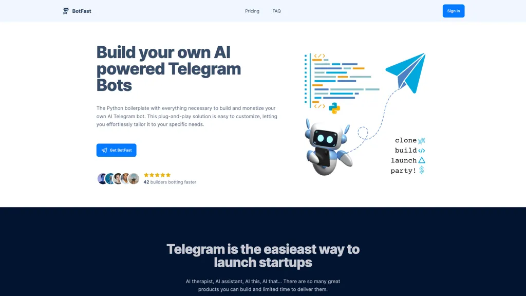 Botfast AI tool screenshot