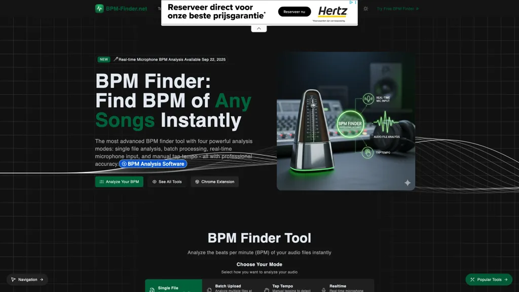 BPM Finder AI tool screenshot