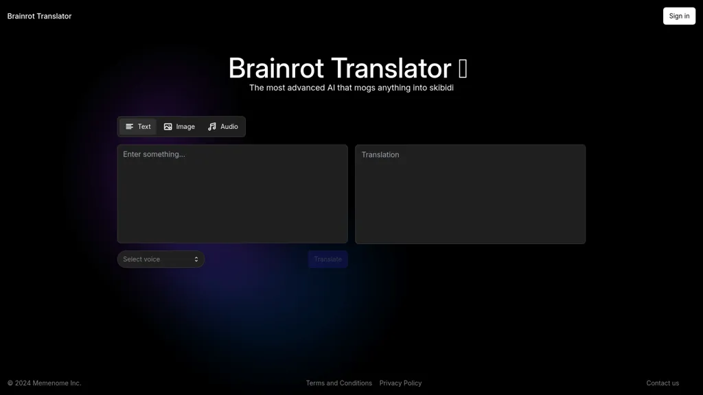 Brainrot Translator website