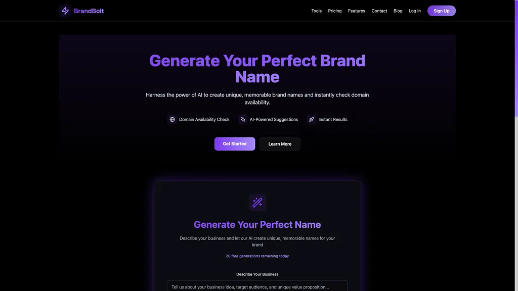 BrandBolt AI tool screenshot