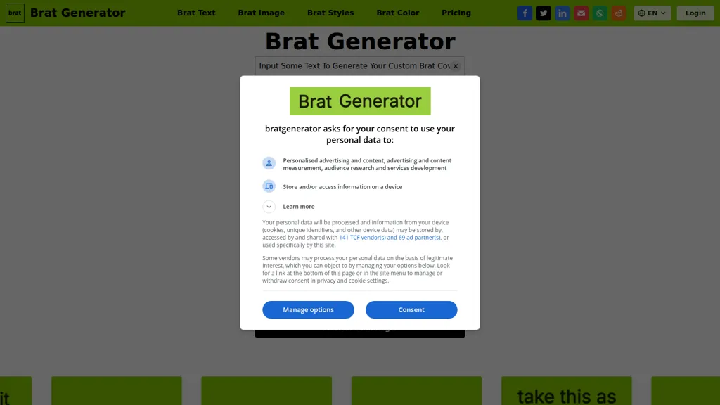 Brat Generator AI tool screenshot