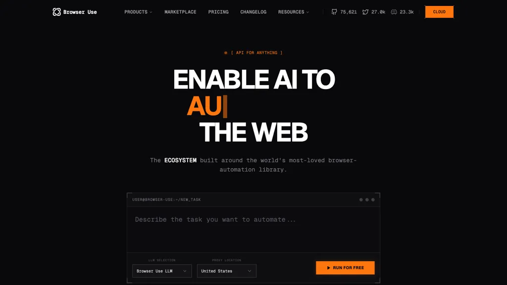 Browser Use AI tool screenshot