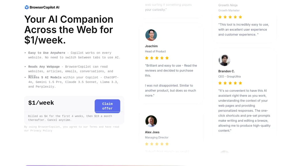 BrowserCopilot AI website