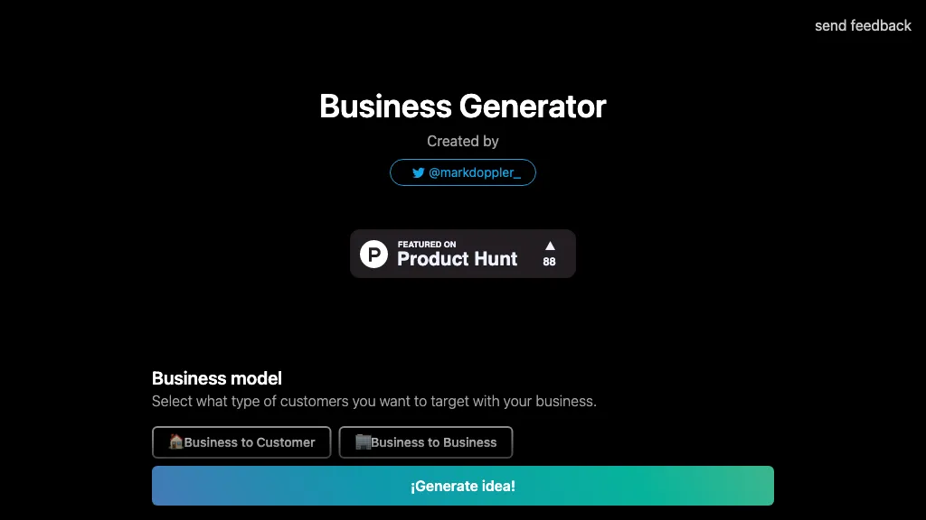 AI Business Idea Generator  website