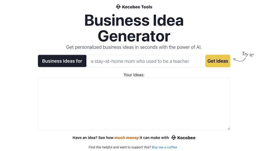 Business Idea Generator website
