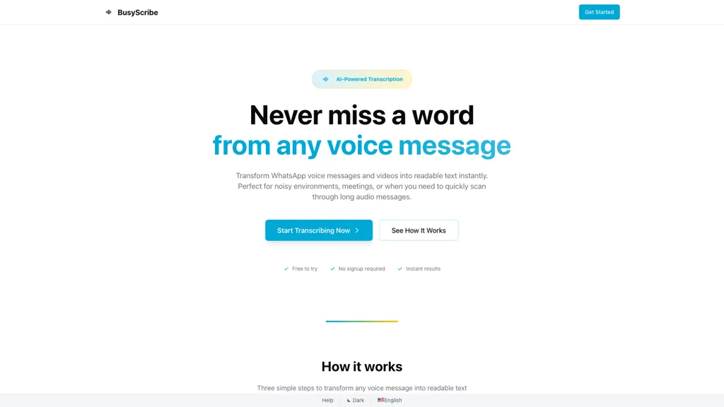 BusyScribe AI tool screenshot