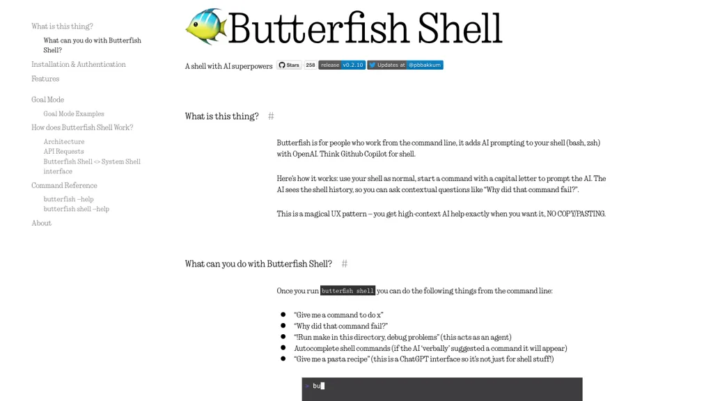 Butterfish Shell website