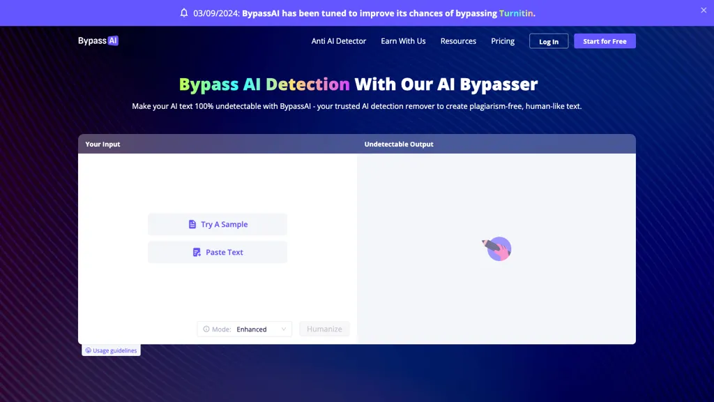 Bypass AI website