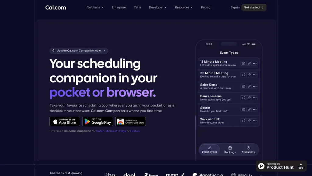 Cal.com- Companion app AI tool screenshot