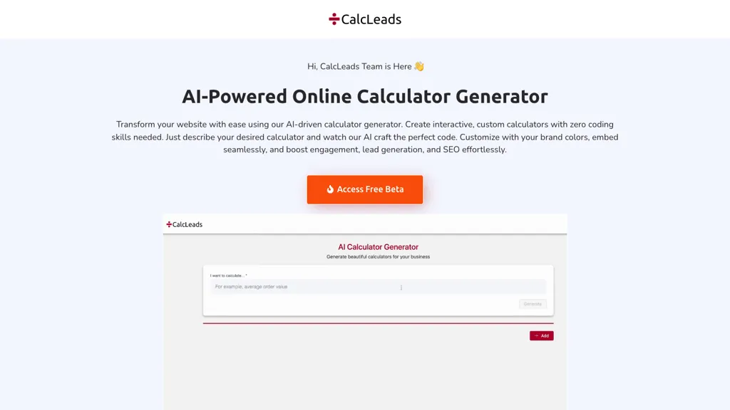 CalcLeads website
