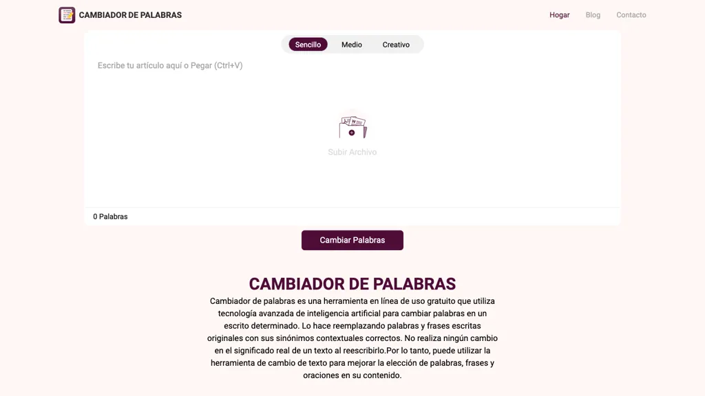 Cambiador De Palabras website