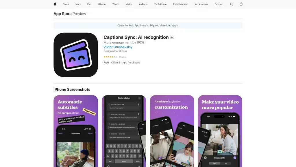 Captions Sync: AI Recognition website
