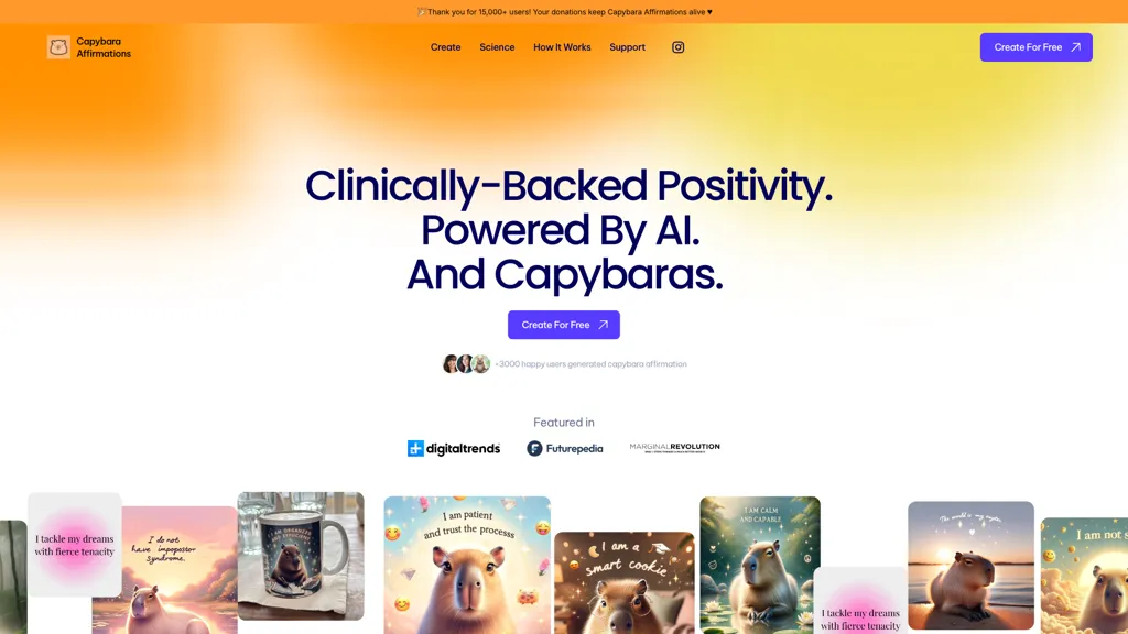Capybara Affirmations AI AI tool screenshot