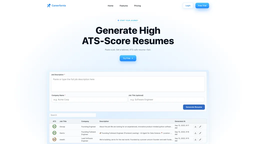 Careerfornia AI tool screenshot