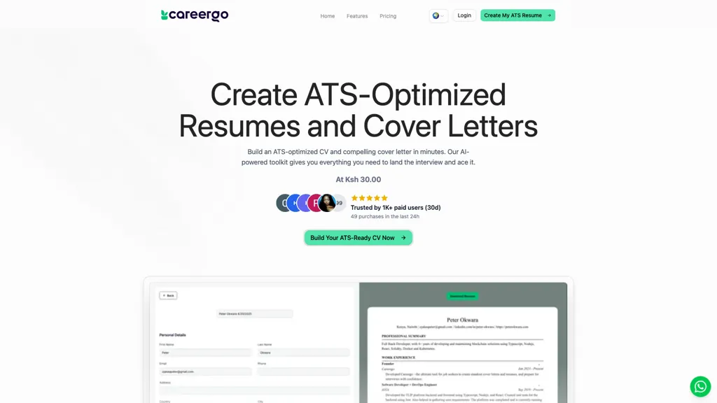Careergo AI tool screenshot