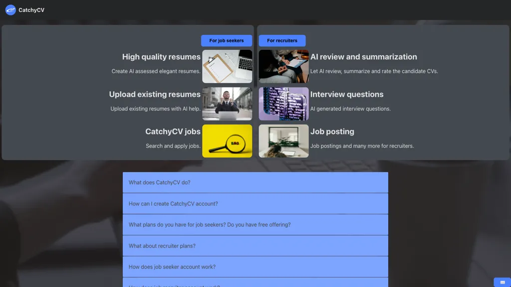 CatchyCV website