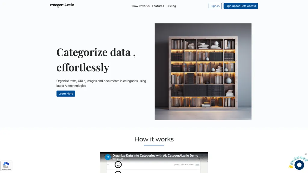Categoraize.io AI tool screenshot