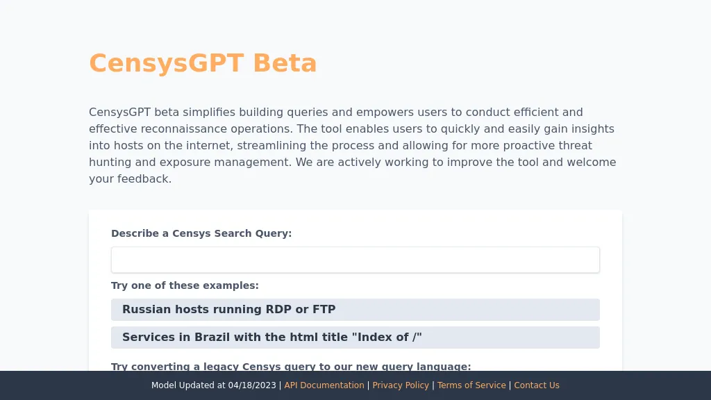 Censys GPT Beta website
