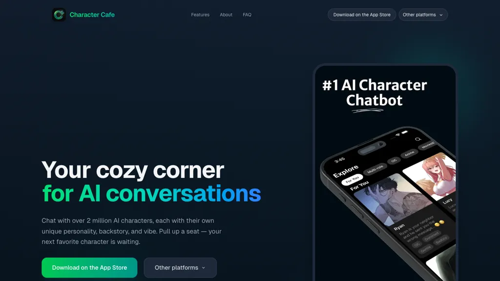 Character Cafe AI tool screenshot