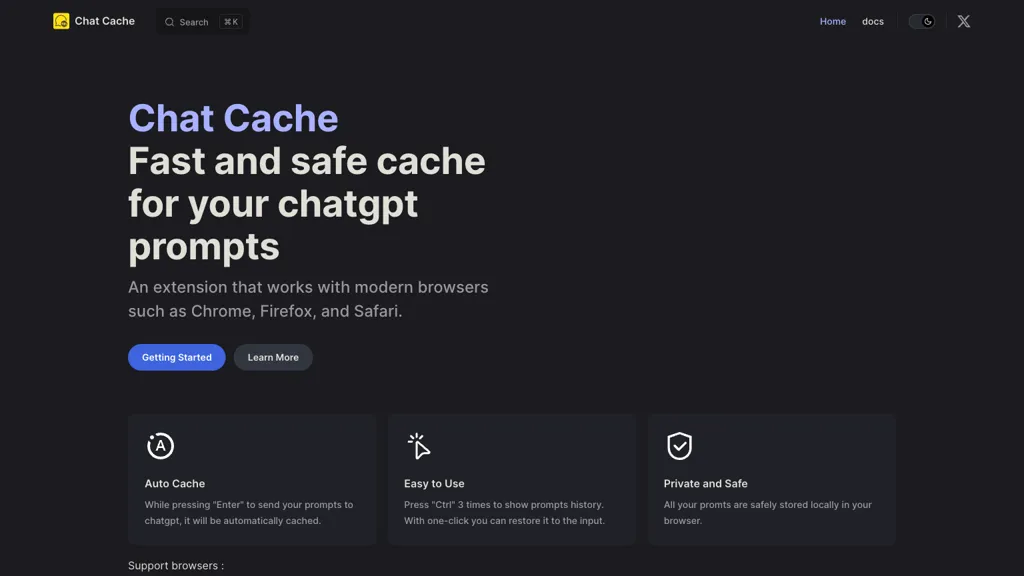 Chat Cache website