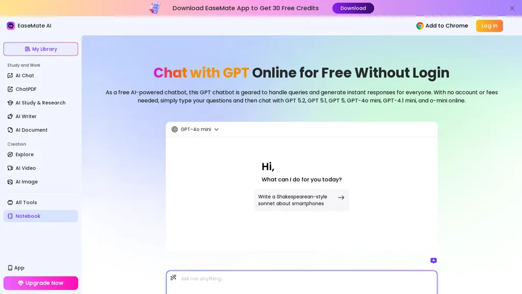 Chat with-AI - Easemate AI tool screenshot