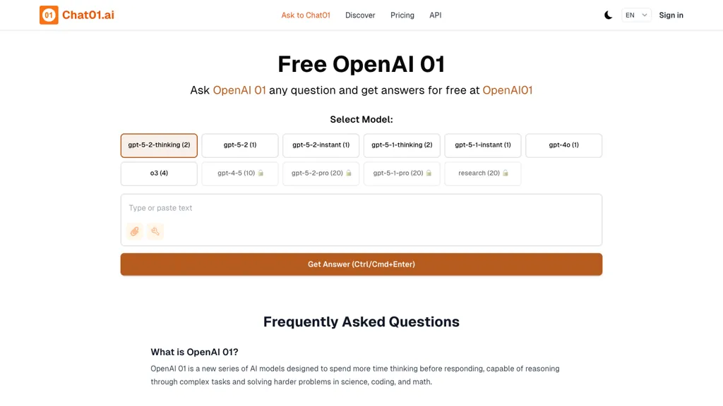 Chat01.ai AI tool screenshot