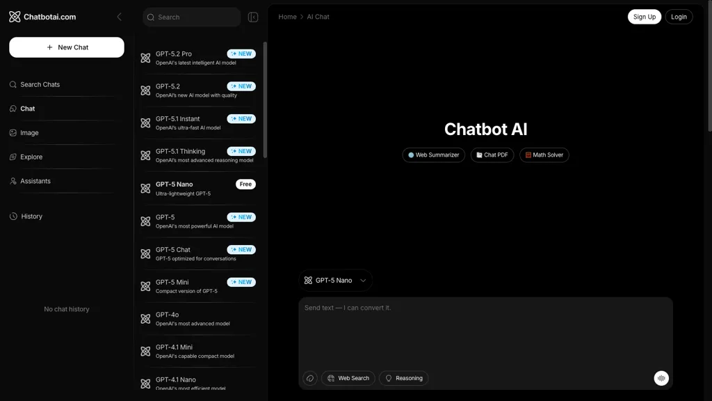 Chatbot AI AI tool screenshot
